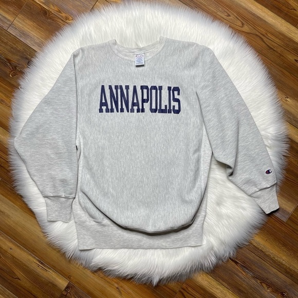 Vintage Champion Reverse Weave Crewneck Sweatshirt Annapolis Navy - Picture 1 of 6